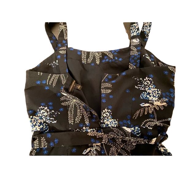 BANANA REPUBLIC Tropical Floral Sleeveless Navy Dress w/Belt sz 2 - Picture 9 of 10